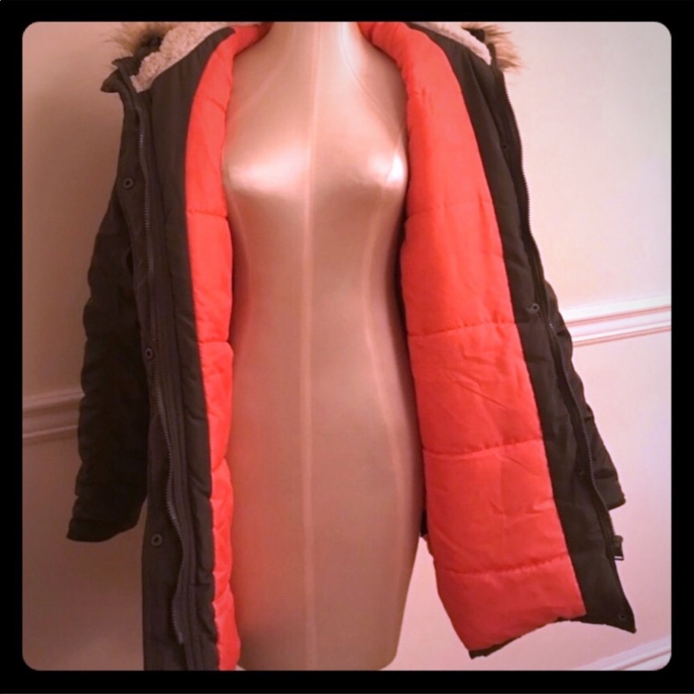 👍sold👍👍Super warm faux fur hoodie army coat - Picture 4 of 7